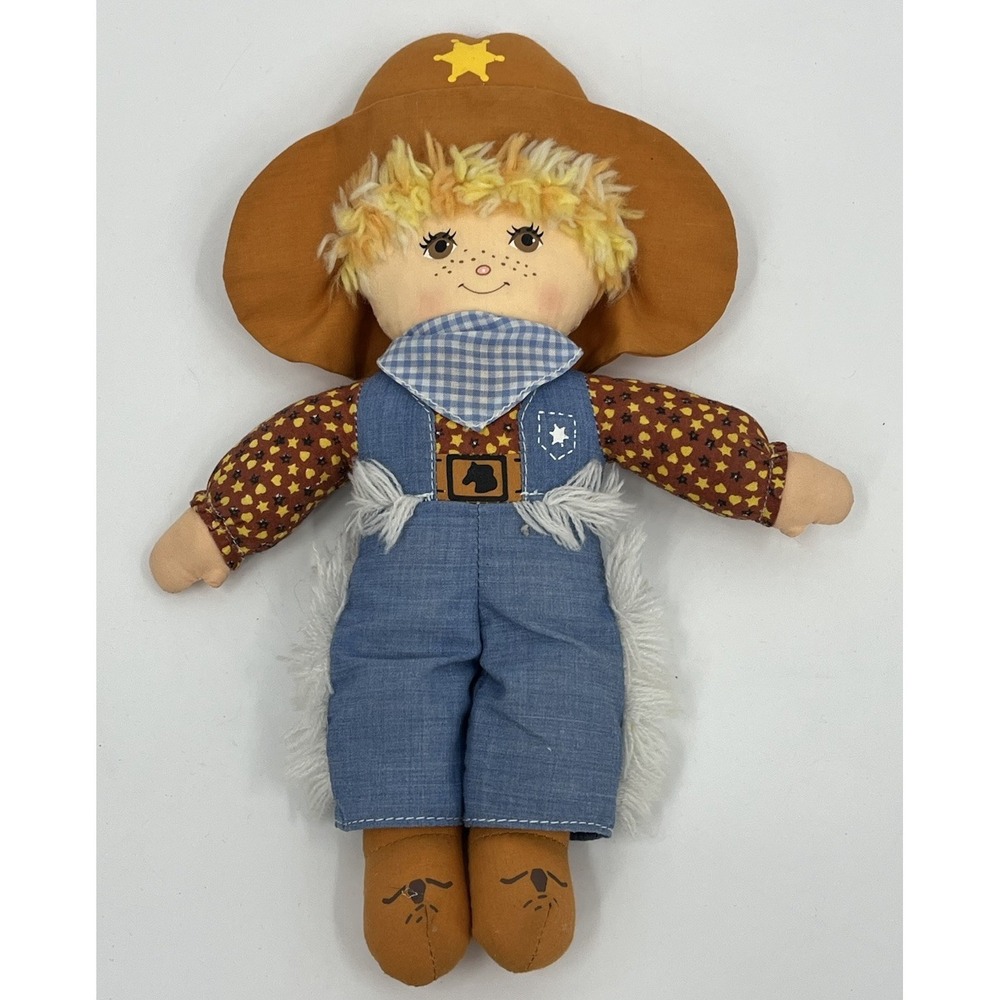 Vintage 1981 12" Knickerbocker Cowpokes Plush Boy Cowboy Rag Doll Stuffed